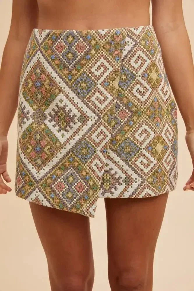 Annie Wear Ethic Woven Jacquard Wrap Mini Skirt - Update AvenueBoho VibesTrendsi1001004601710521001004601710524eaebf91c2fa480da8491d4aa224835a - Max - OriginYELLOW GREEN MULTI