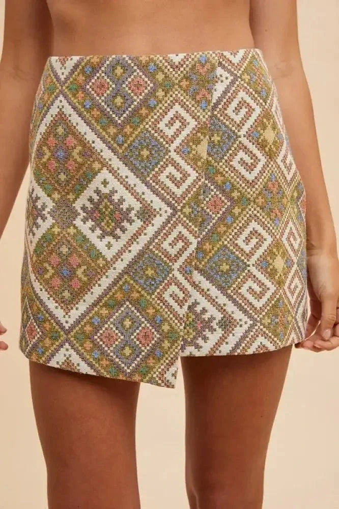 Annie Wear Ethic Woven Jacquard Wrap Mini Skirt - Update AvenueBoho VibesTrendsi100100460171052100100460171052fd95a0c6e46b4d25ba293ea9f82dcd7d - Max - OriginYELLOW GREEN MULTI