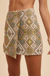 Annie Wear Ethic Woven Jacquard Wrap Mini Skirt - Update AvenueBoho VibesTrendsi100100460171052100100460171052721f1dd26e1c480fb210e77576356eb1 - Max - OriginYELLOW GREEN MULTI