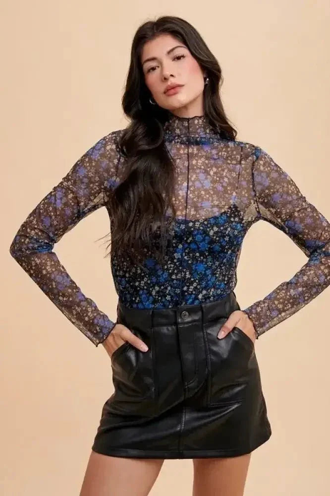 Annie Wear Floral Lettuce Hem Sheer Mesh Top - Update AvenueTrendsi100100498461219100100498461219db2b89d2 - 480b - 4517 - b237 - 2d0bb4b42aad - MaxBlack/Blue