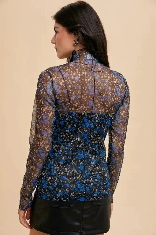 Annie Wear Floral Lettuce Hem Sheer Mesh Top - Update AvenueTrendsi100100498461219100100498461219df63ba06 - d276 - 4b82 - 848c - b1189ab09956 - MaxBlack/Blue