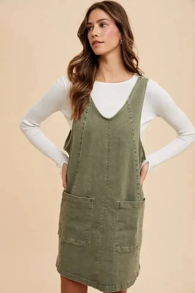 Annie Wear V - Neck Adjustable Strap Denim Overall Dress with Pockets - Update AvenueDenim Dresses & SkirtsTrendsi100100587699189100100587699189eb2f408c - 1d7e - 45e3 - b46e - 6c8ef1897e55 - MaxArmy Green