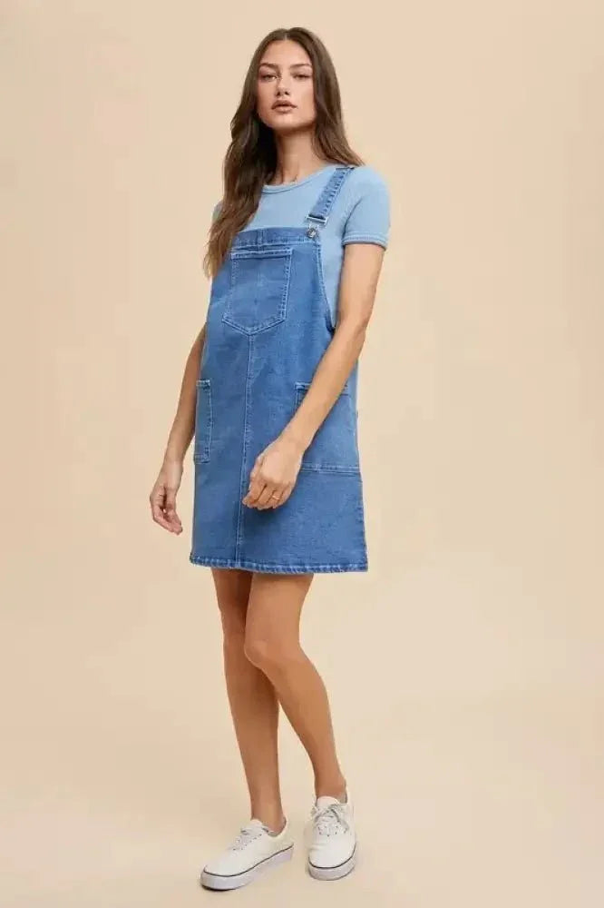 Annie Wear Wide Strap Denim Overall Dress with Pockets - Update AvenueDenim Dresses & SkirtsTrendsi100100035071269100100035071269581ca663 - dcd1 - 4f86 - b588 - 6e29d3920b5f - MaxIndigo Washed Denim