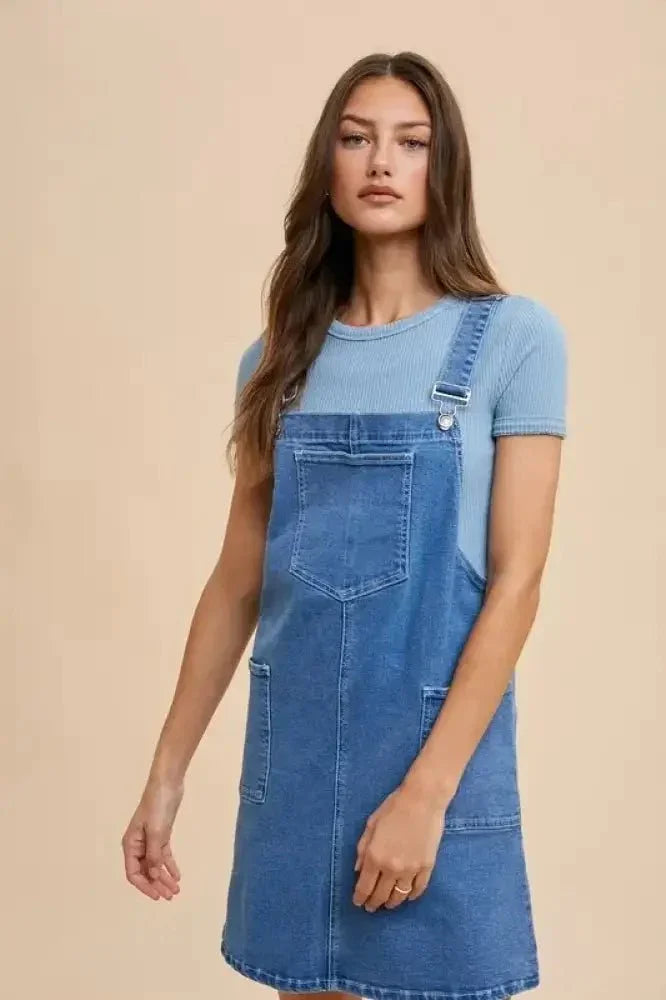 Annie Wear Wide Strap Denim Overall Dress with Pockets - Update AvenueDenim Dresses & SkirtsTrendsi100100035071269100100035071269474657d3 - 6ce4 - 480f - b881 - 43cc405f343b - MaxIndigo Washed Denim