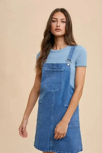 Annie Wear Wide Strap Denim Overall Dress with Pockets - Update AvenueDenim Dresses & SkirtsTrendsi100100035071269100100035071269474657d3 - 6ce4 - 480f - b881 - 43cc405f343b - MaxIndigo Washed Denim