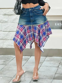 Asymmetric Plaid Hem Denim Skirt - Update AvenueTrendsi100100005843098100100005843098d89c64dd - 458c - 469e - b88c - 472688da10d3 - Max - OriginNavy Blue