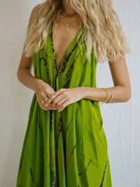 Asymmetrical Hem Printed Halter Neck Dress