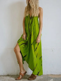 Asymmetrical Hem Printed Halter Neck Dress