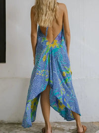 Asymmetrical Hem Printed Halter Neck Dress