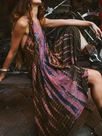 Asymmetrical Hem Printed Halter Neck Dress