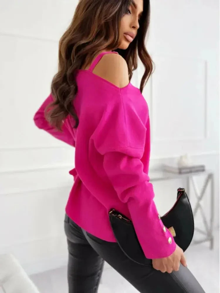 Asymmetrical Neck Buttoned Top - Update AvenueTrendsi100101892393009100101892393009c3ea1357dbfb435682899ad1b255f888 - MaxHot Pink
