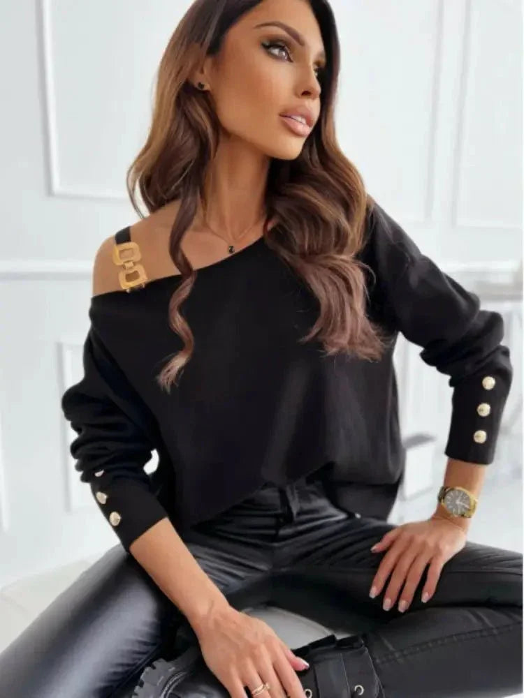 Asymmetrical Neck Buttoned Top - Update AvenueTrendsi1001018923995501001018923995502c5280aa3505460f9ee92cb92de3d7ba - MaxBlack