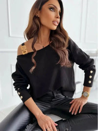 Asymmetrical Neck Buttoned Top - Update AvenueTrendsi1001018923995501001018923995502c5280aa3505460f9ee92cb92de3d7ba - MaxBlack