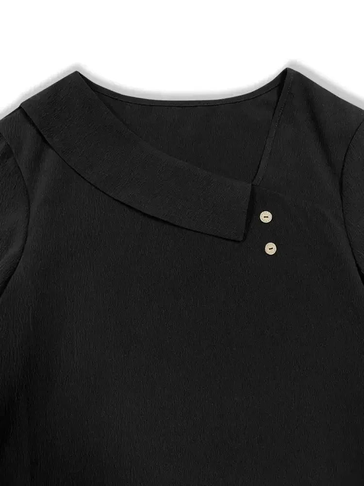 Asymmetrical Neck Long Sleeve Blouse - Update AvenueTrendsi100101971044897100101971044897ae72a77bd91542bd80e1f1cb5c0003f7 - MaxBlack