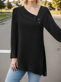 Asymmetrical Neck Long Sleeve Blouse - Update AvenueTrendsi10010197104489710010197104489775b60d8f5da04f4e8b454c36153ba706 - MaxBlack