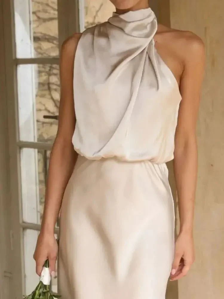 Asymmetrical Ruched Sleeveless Midi Dress - Update AvenueFormal + Evening DressesTrendsi100100273261501100100273261501Asymmetrical Ruched Sleeveless Midi DressApricot