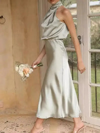 Asymmetrical Ruched Sleeveless Midi Dress - Update AvenueFormal + Evening DressesTrendsi100100273262670100100273262670Asymmetrical Ruched Sleeveless Midi DressLight Green