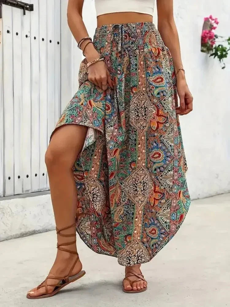 Asymmetrical Smocked Printed Skirt - Update AvenueBoho VibesTrendsi10010090547114510010090547114500fa5879 - 4422 - 4cb8 - 9db2 - 294fb28fd758 - Max - OriginMulticolor