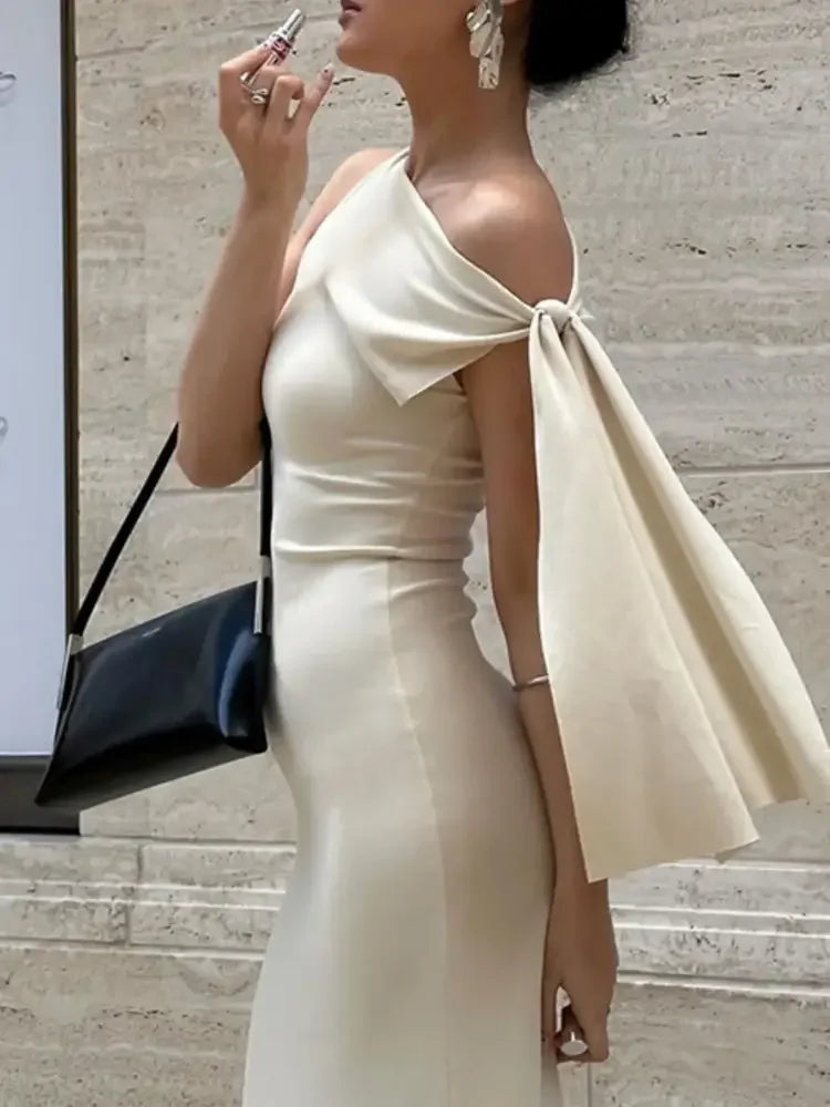 Asymmetrical Tied Sleeveless Maxi Dress