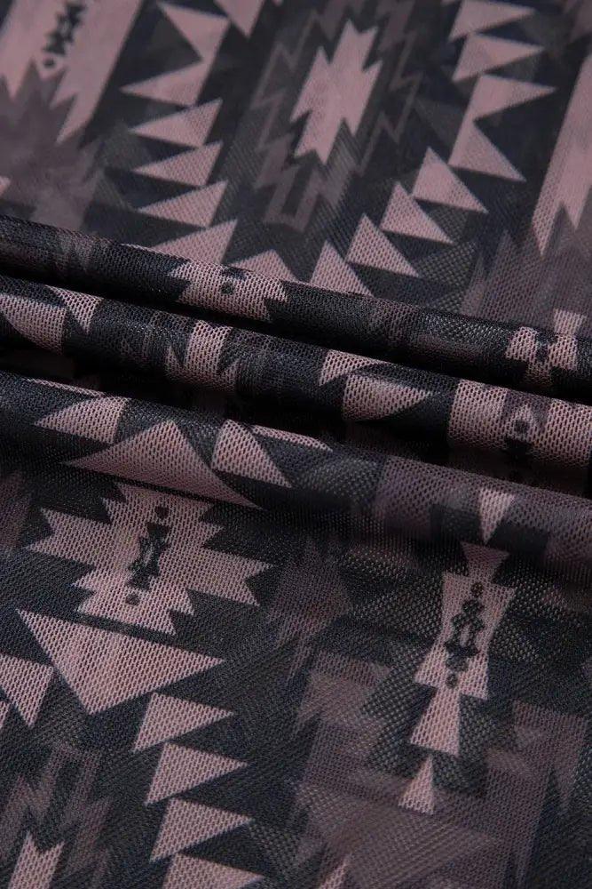 Aztec Print Mock Neck Short Sleeve Mesh T Shirt - Update AvenueBoho VibesTrendsi10010098143430410010098143430467e6112e - 0d5c - 462a - 8017 - 18be13c632b2 - Max - OriginCoffee Brown