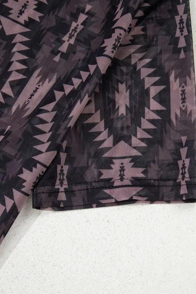 Aztec Print Mock Neck Short Sleeve Mesh T Shirt - Update AvenueBoho VibesTrendsi10010098143430410010098143430444e368ff - f455 - 4161 - 9539 - 590f762d6503 - Max - OriginCoffee Brown