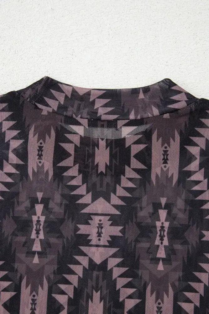 Aztec Print Mock Neck Short Sleeve Mesh T Shirt - Update AvenueBoho VibesTrendsi100100981434304100100981434304c74c0057 - 154c - 47b0 - aa2e - ab58456d2249 - Max - OriginCoffee Brown