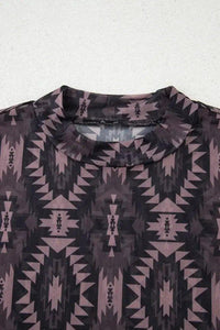 Aztec Print Mock Neck Short Sleeve Mesh T Shirt - Update AvenueBoho VibesTrendsi1001009814343041001009814343043d6604a0 - d1de - 4b6e - 9c1e - 28fe768011be - Max - OriginCoffee Brown