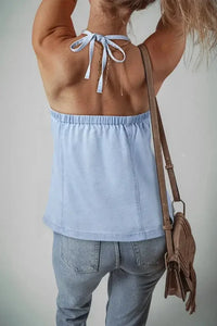 Backless Halter Neck Denim Top - Update AvenueFestival VibesTrendsi1001008646931391001008646931396f266de8 - 2b00 - 4a8e - a6b4 - b44ce80ba6fd - MaxLight Blue