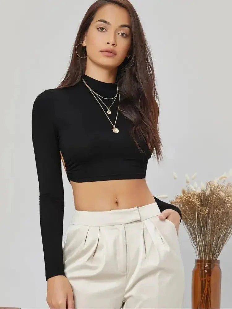 Backless Long Sleeve Cropped Mock Neck T-Shirt - Update AvenueT-ShirtsTrendsi100100317741847100100317741847a27714af - 3a2b - 42a5 - acda - d573038d02ed - Max - OriginBlack