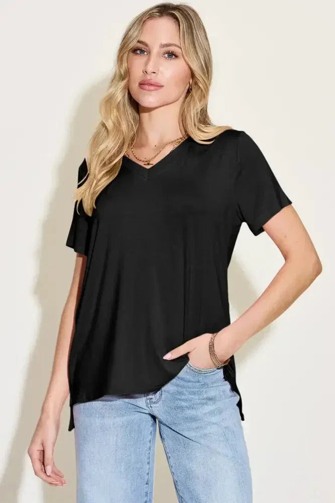 Basic Bae Bamboo Full Size V - Neck High - Low T-Shirt - Update AvenueT-ShirtsTrendsi1001002512713731001002512713731096d0f6 - 0067 - 404e - b7ec - da94c95eefc0 - MaxBlack