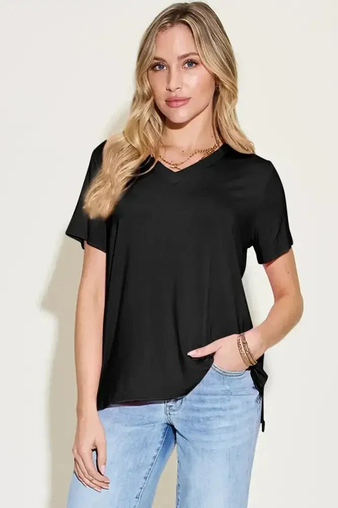 Basic Bae Bamboo Full Size V - Neck High - Low T-Shirt - Update AvenueT-ShirtsTrendsi100100251271373100100251271373f57a33d5 - 2499 - 4068 - a830 - ae113ad872d7 - MaxBlack
