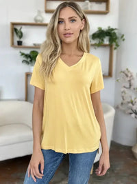 Basic Bae Bamboo Full Size V - Neck High - Low T-Shirt - Update AvenueT-ShirtsTrendsi10010025127191310010025127191332d3ee1a - 4ff1 - 412c - a018 - a953c16b477a - MaxYellow