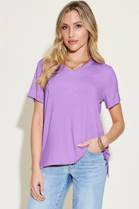 Basic Bae Bamboo Full Size V - Neck High - Low T-Shirt - Update AvenueT-ShirtsTrendsi100100251272548100100251272548426dfa35 - 068d - 4262 - acc8 - 54e6bc377997 - MaxLavender
