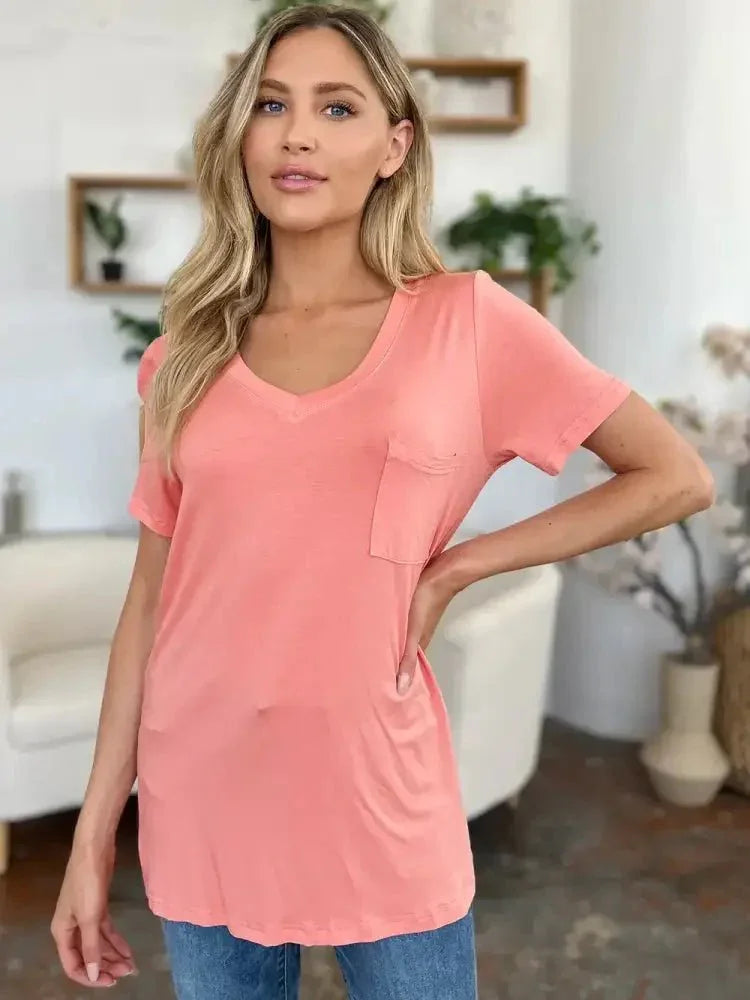 Basic Bae Bamboo Full Size V - Neck Short Sleeve T-Shirt - Update AvenueT-ShirtsTrendsi100100523421103100100523421103ad3af57a - b067 - 46a7 - ae0b - c224dab58e54 - MaxWatermelon pink