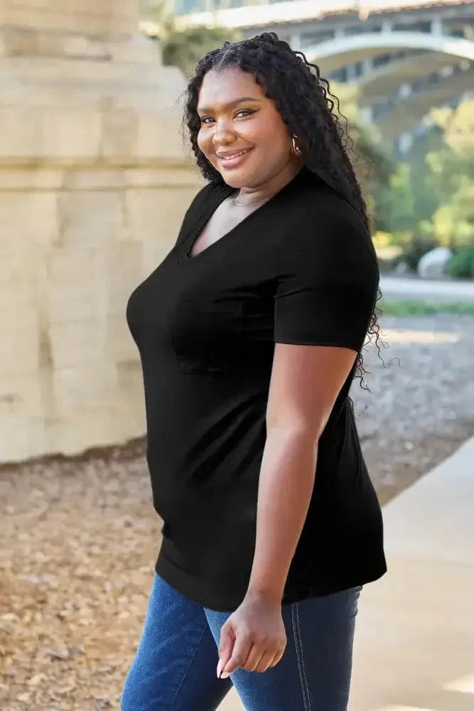 Basic Bae Bamboo Full Size V - Neck Short Sleeve T-Shirt - Update AvenueT-ShirtsTrendsi100100523427157100100523427157660b40a7 - d4bd - 40c3 - 8f46 - 7d0e508114cb - MaxBlack