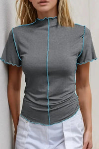 Basic Bae Contrast Trim Mock Neck Short Sleeve T-Shirt - Update AvenueVacation StyleTrendsi1001000169914391001000169914392bad18ed - cd74 - 4638 - a8fe - d01aa344e1c5 - MaxDark Gray