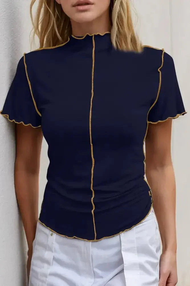 Basic Bae Contrast Trim Mock Neck Short Sleeve T-Shirt - Update AvenueVacation StyleTrendsi1001000169925891001000169925890e1876c9 - 08dd - 47ec - bf53 - 5258b40ca6f7 - MaxDark Navy