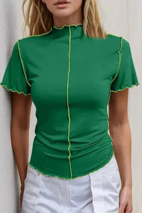 Basic Bae Contrast Trim Mock Neck Short Sleeve T-Shirt - Update AvenueVacation StyleTrendsi100100016994162100100016994162a28655dc - 90fc - 45d7 - 86fd - 0defcb2d8cfa - MaxDark Green