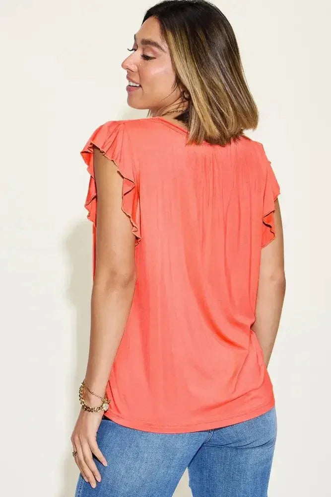 Basic Bae Full Size Bamboo Notched Ruffled Short Sleeve T-Shirt - Update AvenueT-ShirtsTrendsi10010018718191810010018718191875bf583b - 11e8 - 400d - b790 - 2eed7629f9f3 - MaxCoral