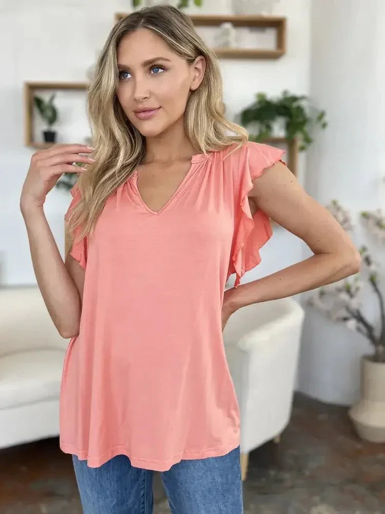 Basic Bae Full Size Bamboo Notched Ruffled Short Sleeve T-Shirt - Update AvenueT-ShirtsTrendsi10010018718250710010018718250775c31e71 - d982 - 4c1f - b377 - 194160280d54 - MaxBlush Pink