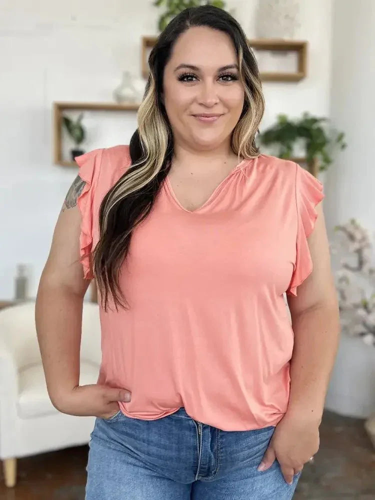 Basic Bae Full Size Bamboo Notched Ruffled Short Sleeve T-Shirt - Update AvenueT-ShirtsTrendsi1001001871825071001001871825075097ebeb - 21bc - 4e2f - 9b80 - 2d1f0536343d - MaxBlush Pink