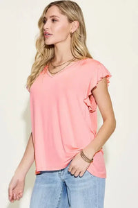 Basic Bae Full Size Bamboo Notched Ruffled Short Sleeve T-Shirt - Update AvenueT-ShirtsTrendsi100100187182507100100187182507261f7155 - 3eae - 45be - b88f - c288a9a1b2e7 - MaxBlush Pink
