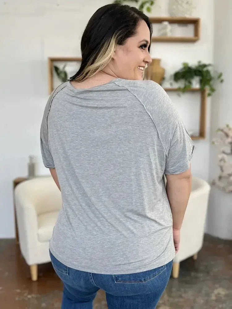 Basic Bae Full Size Bamboo Slit V - Neck Short Sleeve T-Shirt - Update AvenueT-ShirtsTrendsi1001007350113341001007350113346d874198 - 57c5 - 49d2 - ae28 - 68a044dd294e - MaxGray