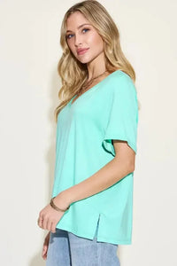 Basic Bae Full Size Bamboo Slit V - Neck Short Sleeve T-Shirt - Update AvenueT-ShirtsTrendsi10010073501184210010073501184249c8d1cf - 19ab - 4a2e - a605 - 2ef3192ce64b - MaxAqua