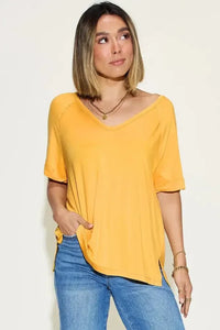 Basic Bae Full Size Bamboo Slit V - Neck Short Sleeve T-Shirt - Update AvenueT-ShirtsTrendsi100100735012590100100735012590c29d9417 - a5c8 - 4e75 - becc - 556fb55b891c - MaxGold