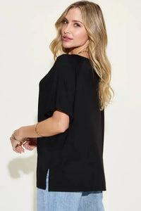 Basic Bae Full Size Bamboo Slit V - Neck Short Sleeve T-Shirt - Update AvenueT-ShirtsTrendsi1001007350175951001007350175951152a370 - 372c - 4fe5 - 8652 - b7bbb063cff6 - MaxBlack