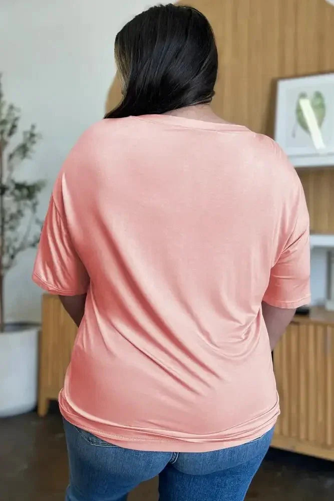 Basic Bae Full Size Bamboo V - Neck Drop Shoulder T-Shirt - Update AvenueT-ShirtsTrendsi1001003282013241001003282013244d67105f - de47 - 4dfc - b6af - ce72b006a638 - MaxBlush Pink