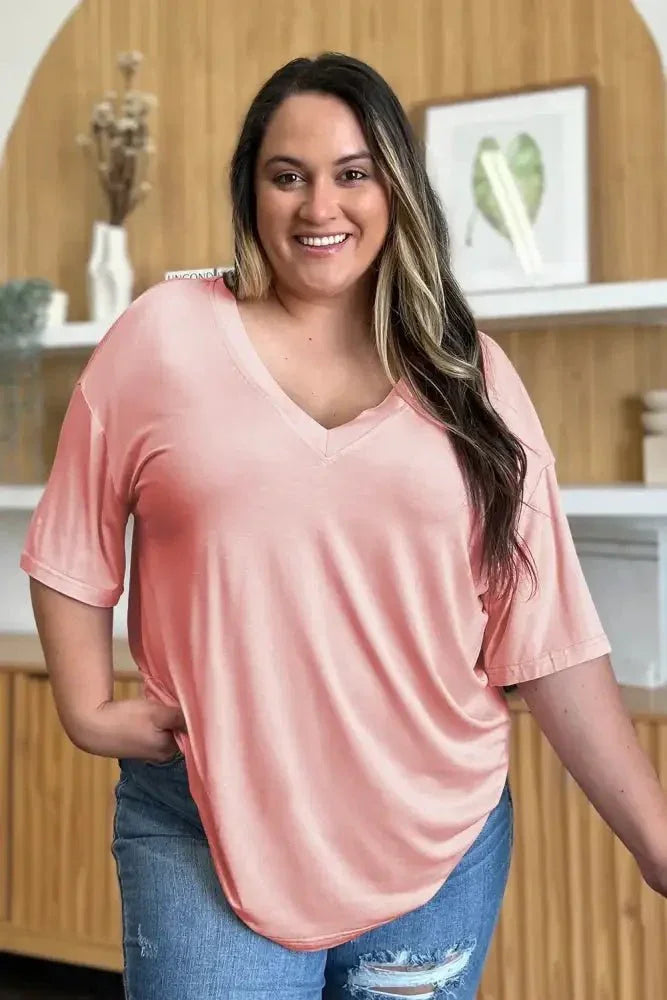 Basic Bae Full Size Bamboo V - Neck Drop Shoulder T-Shirt - Update AvenueT-ShirtsTrendsi100100328201324100100328201324377d6b2e - 66bd - 473b - b847 - 58ab15936fac - MaxBlush Pink