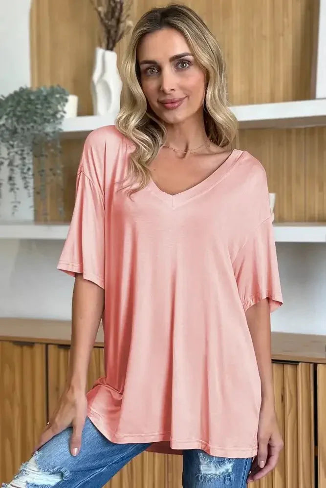 Basic Bae Full Size Bamboo V - Neck Drop Shoulder T-Shirt - Update AvenueT-ShirtsTrendsi100100328201324100100328201324386b7bfe - bd52 - 46a9 - ac14 - 4f692d3a5dcb - MaxBlush Pink