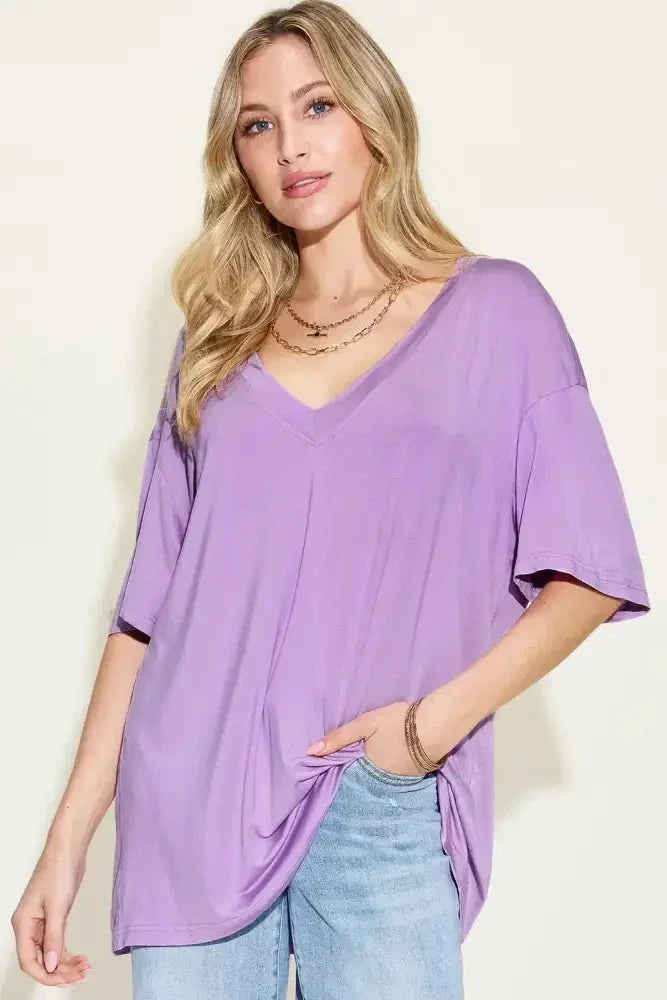 Basic Bae Full Size Bamboo V - Neck Drop Shoulder T-Shirt - Update AvenueT-ShirtsTrendsi100100328207430100100328207430107675aa - 5638 - 4c62 - b433 - 5d4d013f447d - MaxLilac